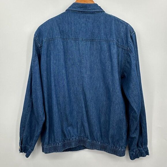 Murelis Vintage Blue Denim Chambray Jacket Womens Medium 80s Y2K Gold Embelished - Picture 2 of 10